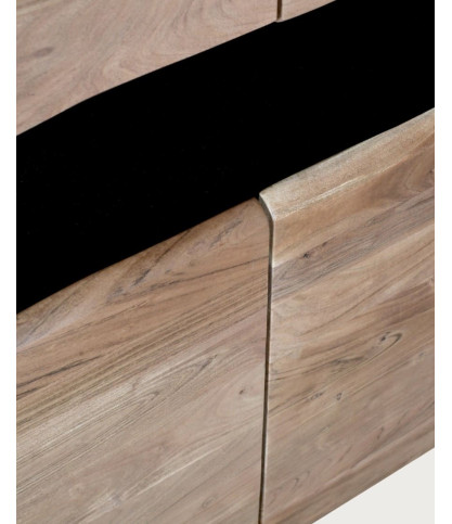 Leo - Buffet haut en bois d’acacia avec éclairage LED
