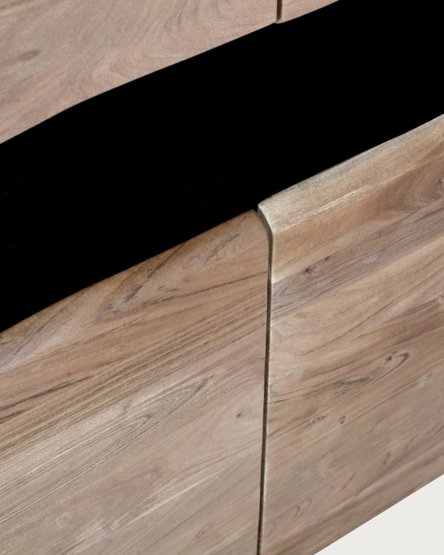 Leo - Buffet haut en bois d’acacia avec éclairage LED