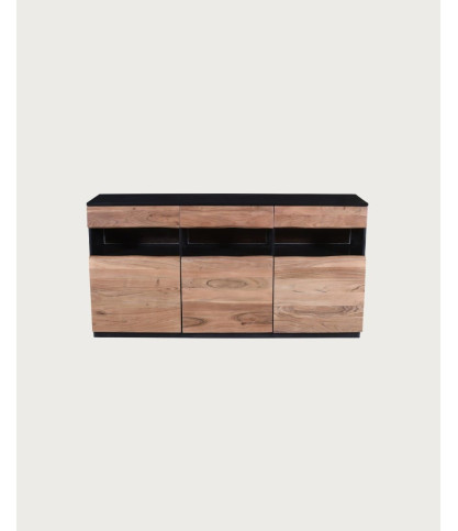 Axis - Credenza alta in legno di acacia con illuminazione a LED