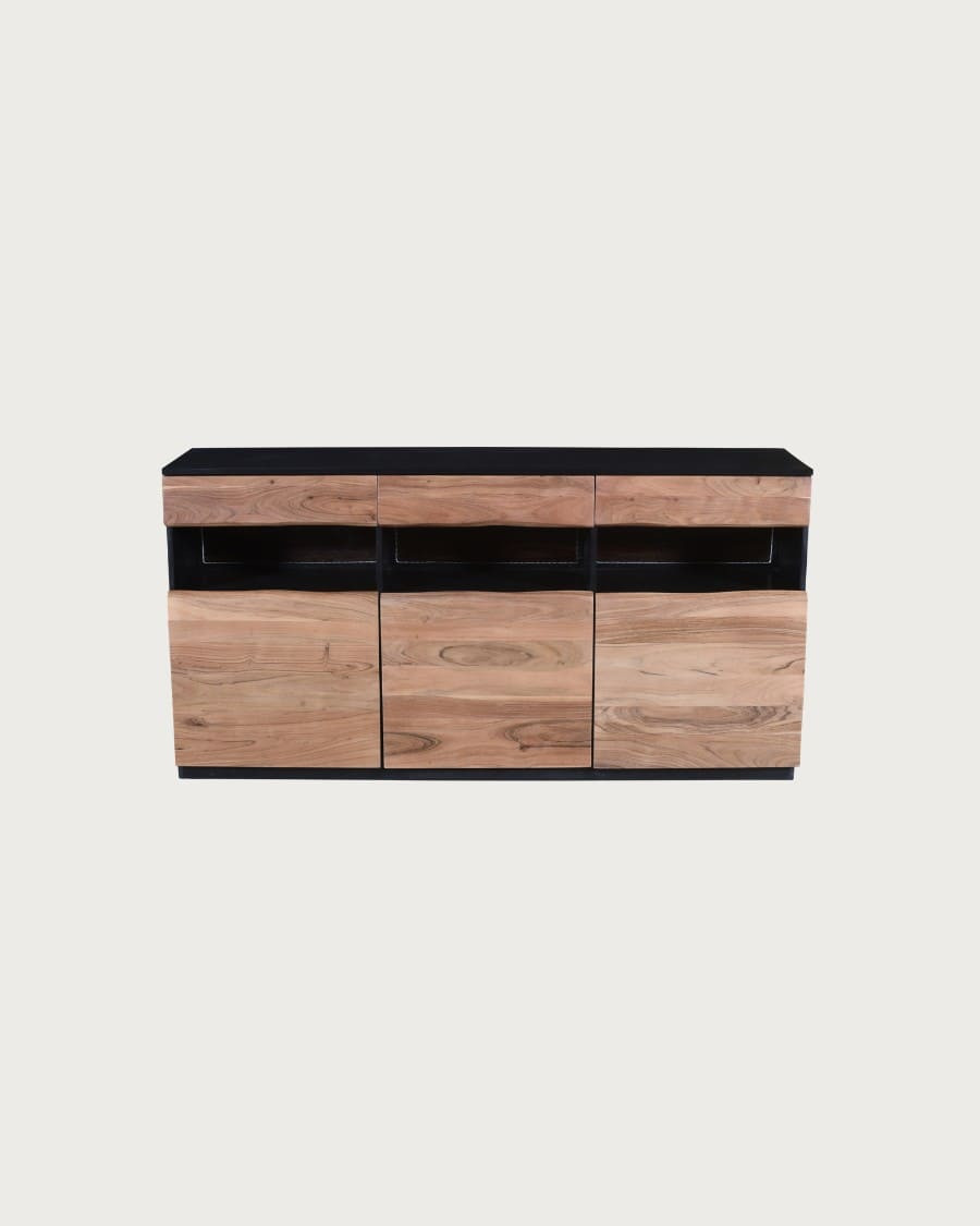 Axis - Aparador alto de madera de acacia con iluminación LED