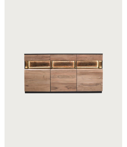 Axis - Buffet haut en bois d’acacia avec éclairage LED
