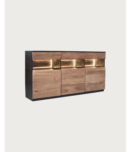 Axis - High sideboard in live edge acacia wood with LED lighting
