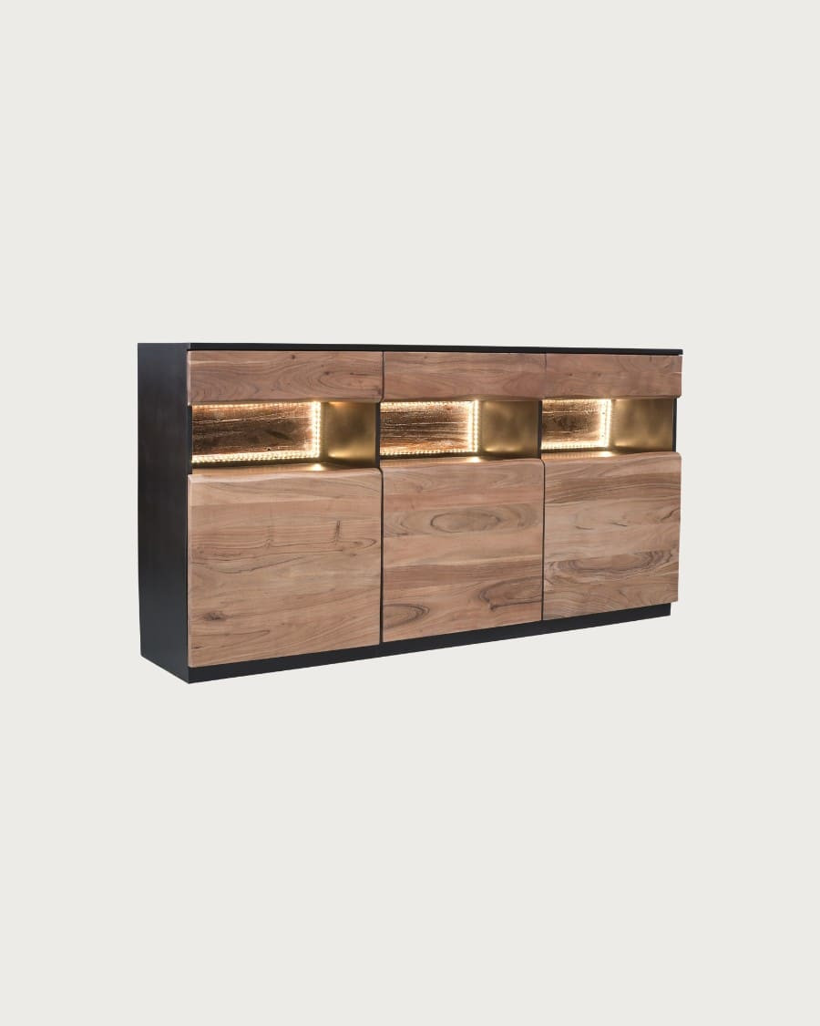 Axis - High acacia wood sideboard with LED lighting