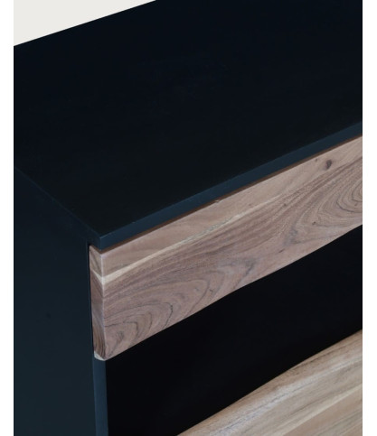 Axis - Aparador alto de madera de acacia live edge con iluminación LED