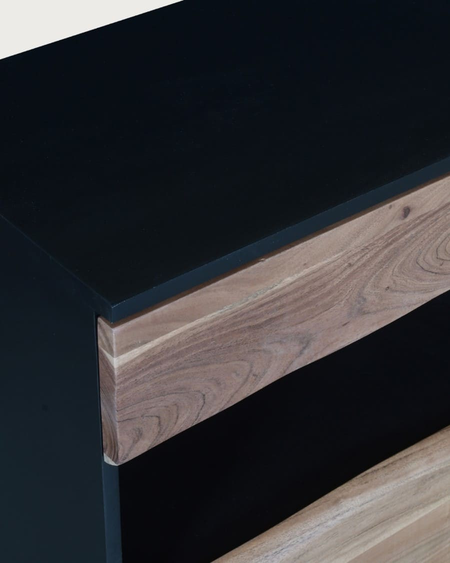 Axis - Buffet haut en bois d’acacia live edge avec éclairage LED