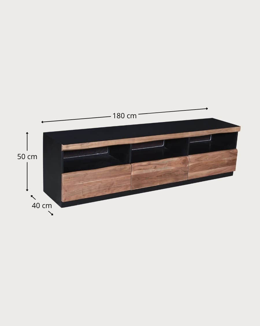 Axis - Mueble para TV de madera de acacia con iluminación LED