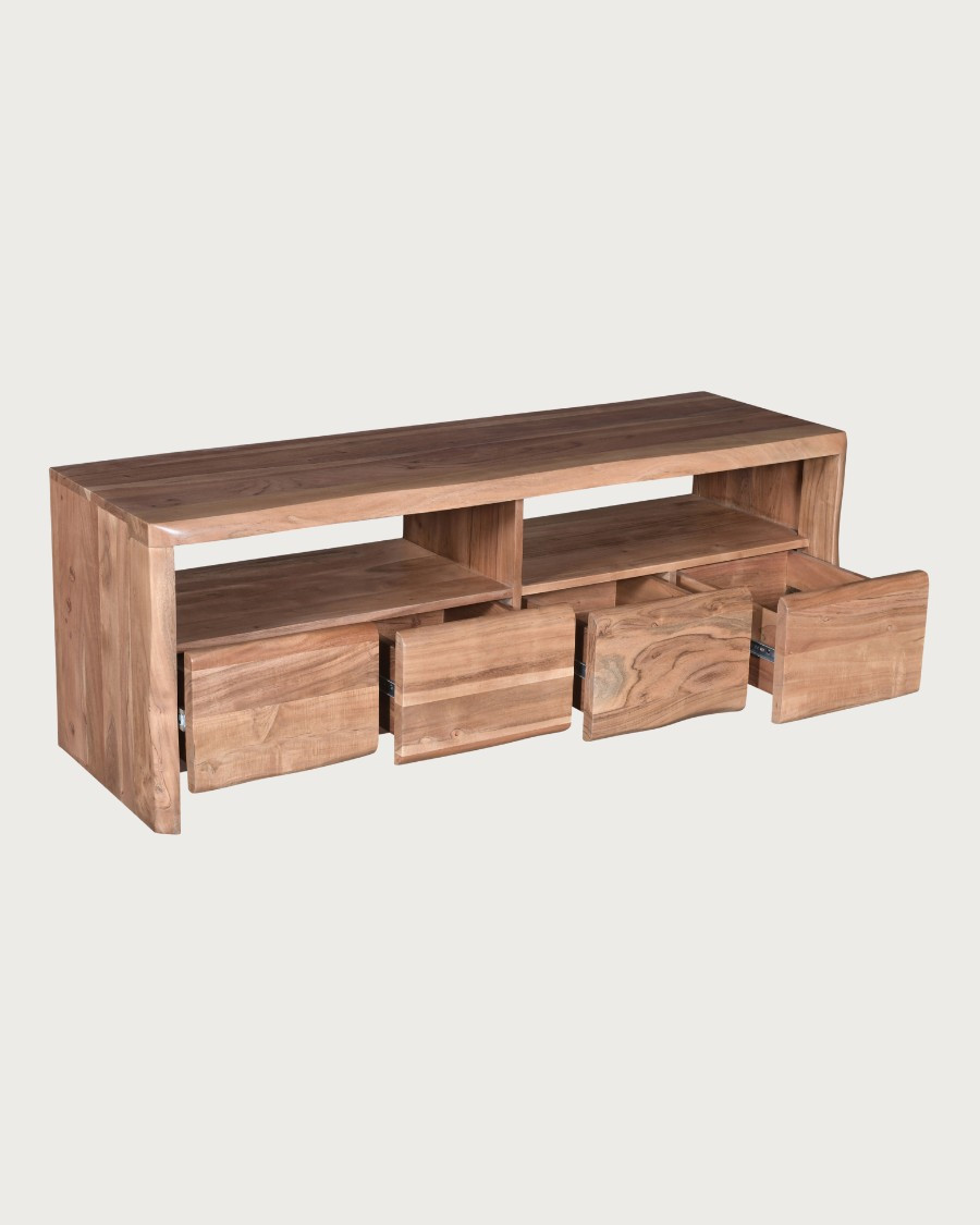 Ella - Meuble TV en bois d'acacia 140 cm