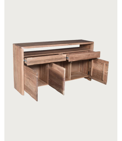 Elia - Hohes Sideboard aus massivem Akazienholz mit 2 Schubladen und 3 Türen