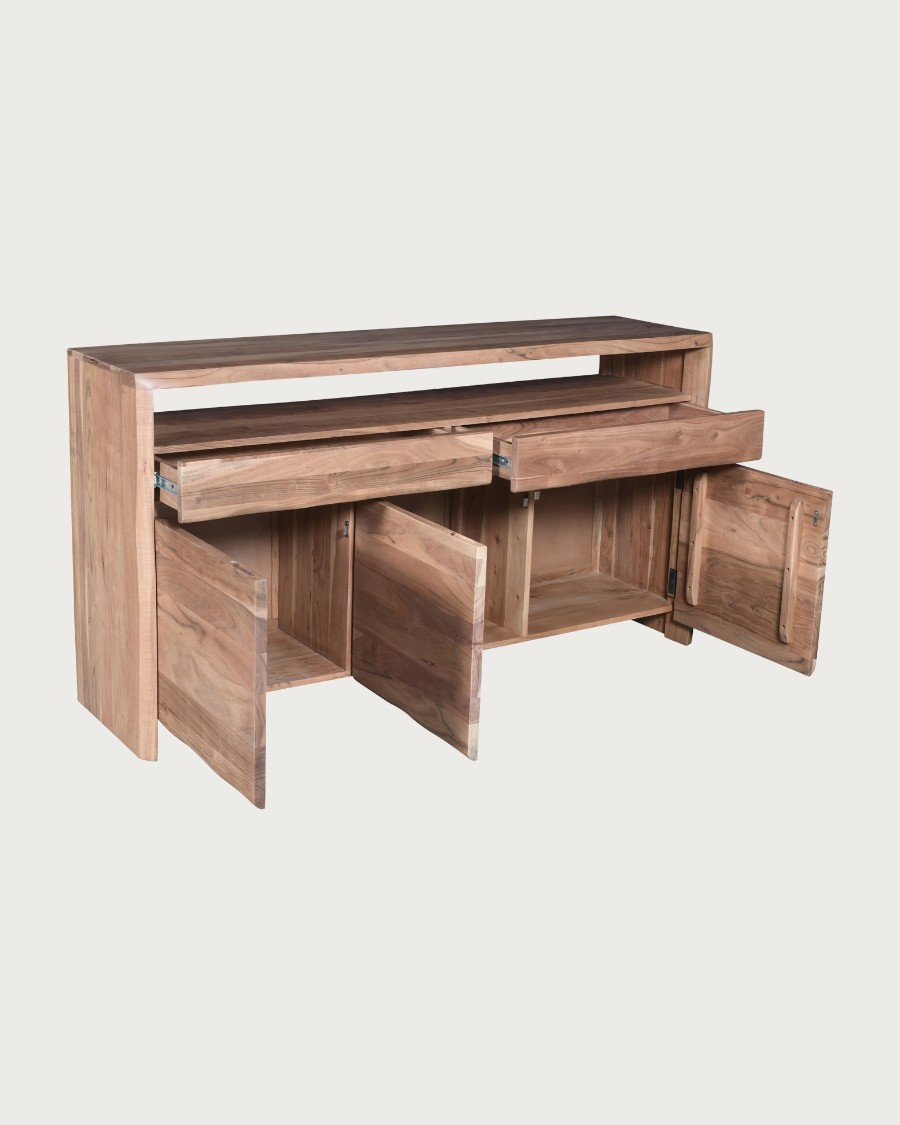 Elia - Hohes Sideboard aus massivem Akazienholz mit 2 Schubladen und 3 Türen