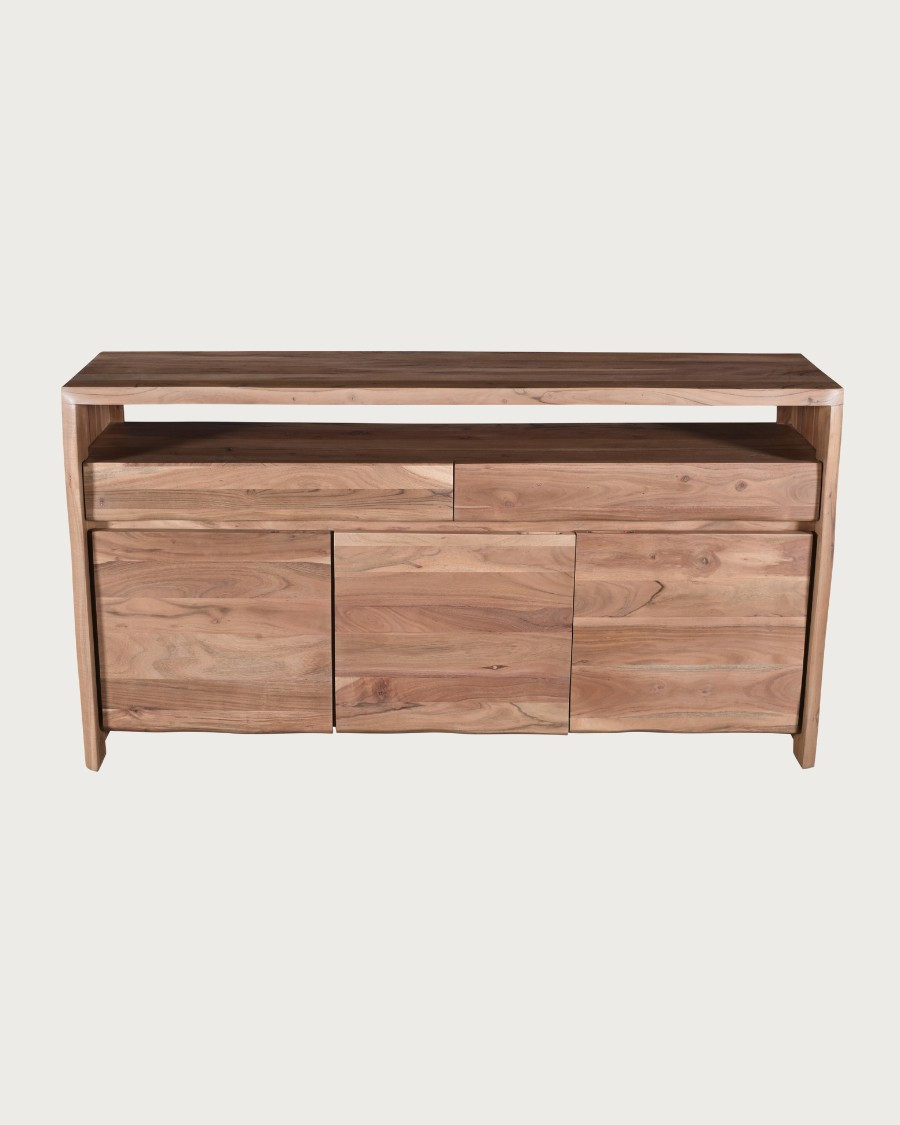 Elia - Hohes Sideboard aus massivem Akazienholz mit 2 Schubladen und 3 Türen