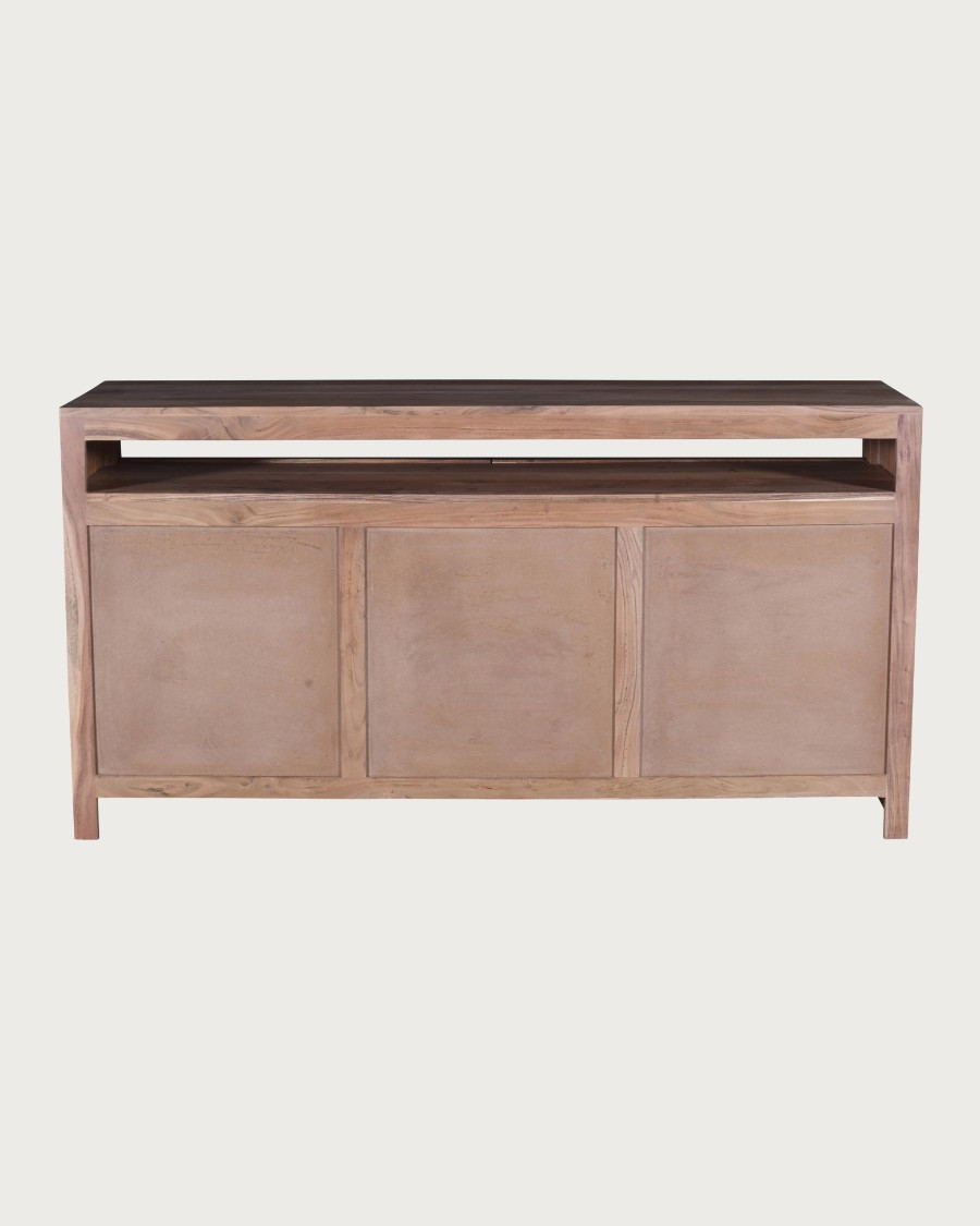 Elia - Tall sideboard in solid acacia with 2 drawers and 3 doors
