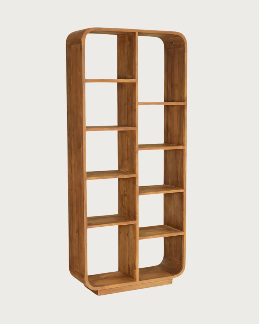 Tomo - Large solid teak column shelf