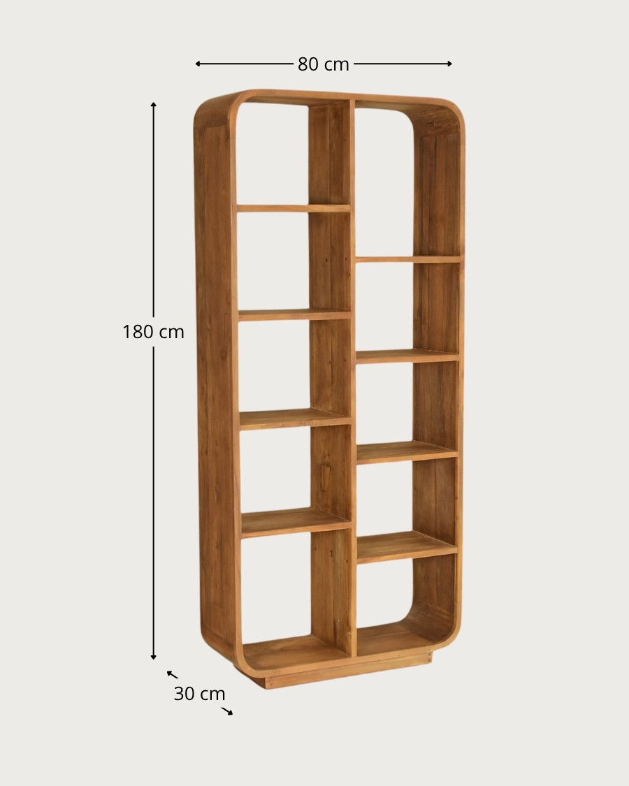 Tomo - Ampia mensola a colonna in teak massello