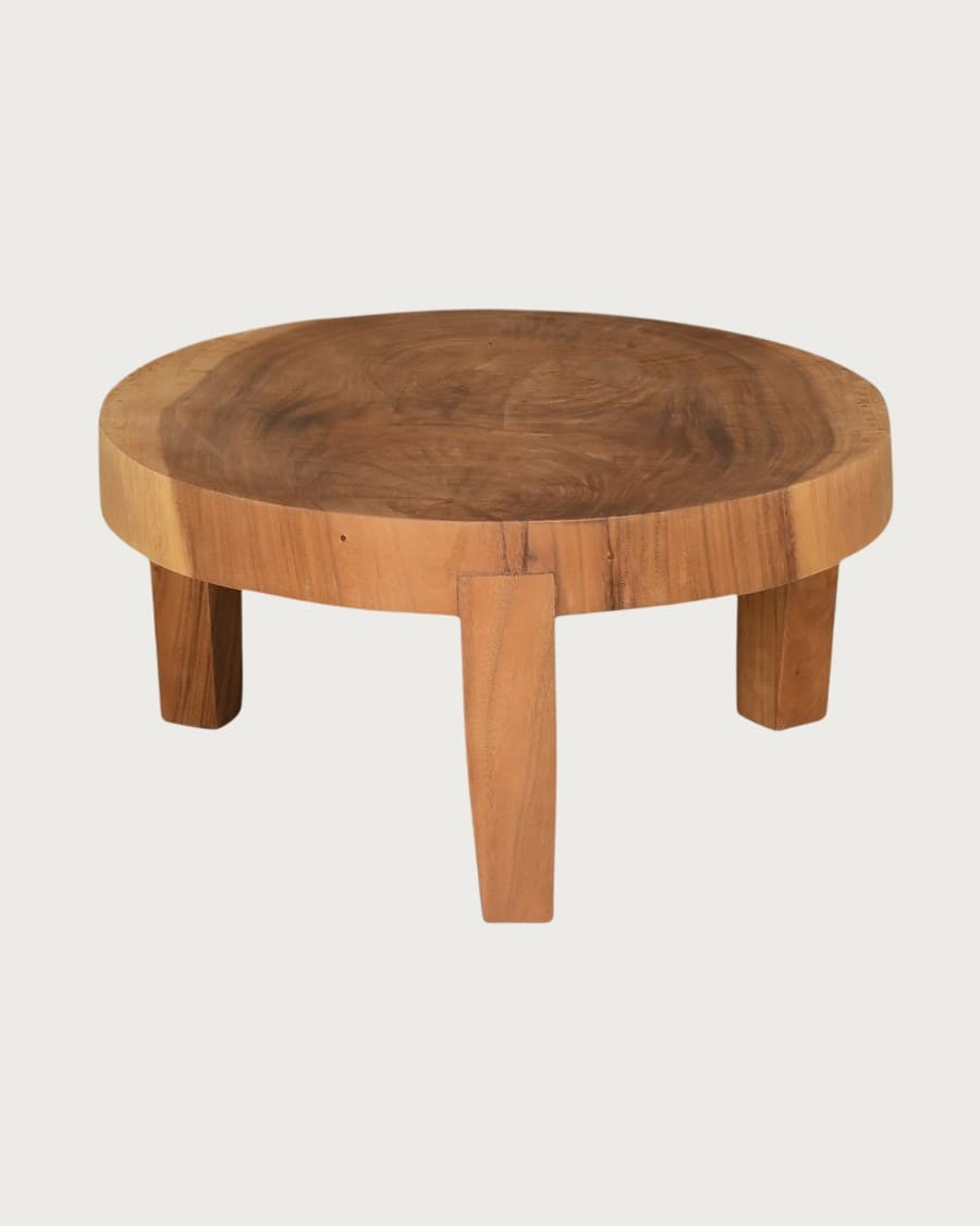 Olia - Tavolino rotondo in legno massello di teak