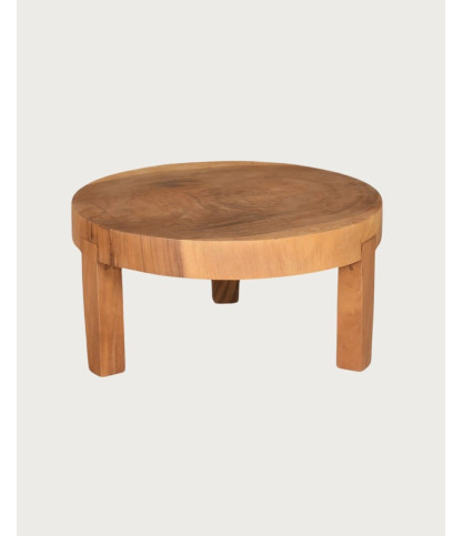 Olia - Table basse ronde en bois massif de teck
