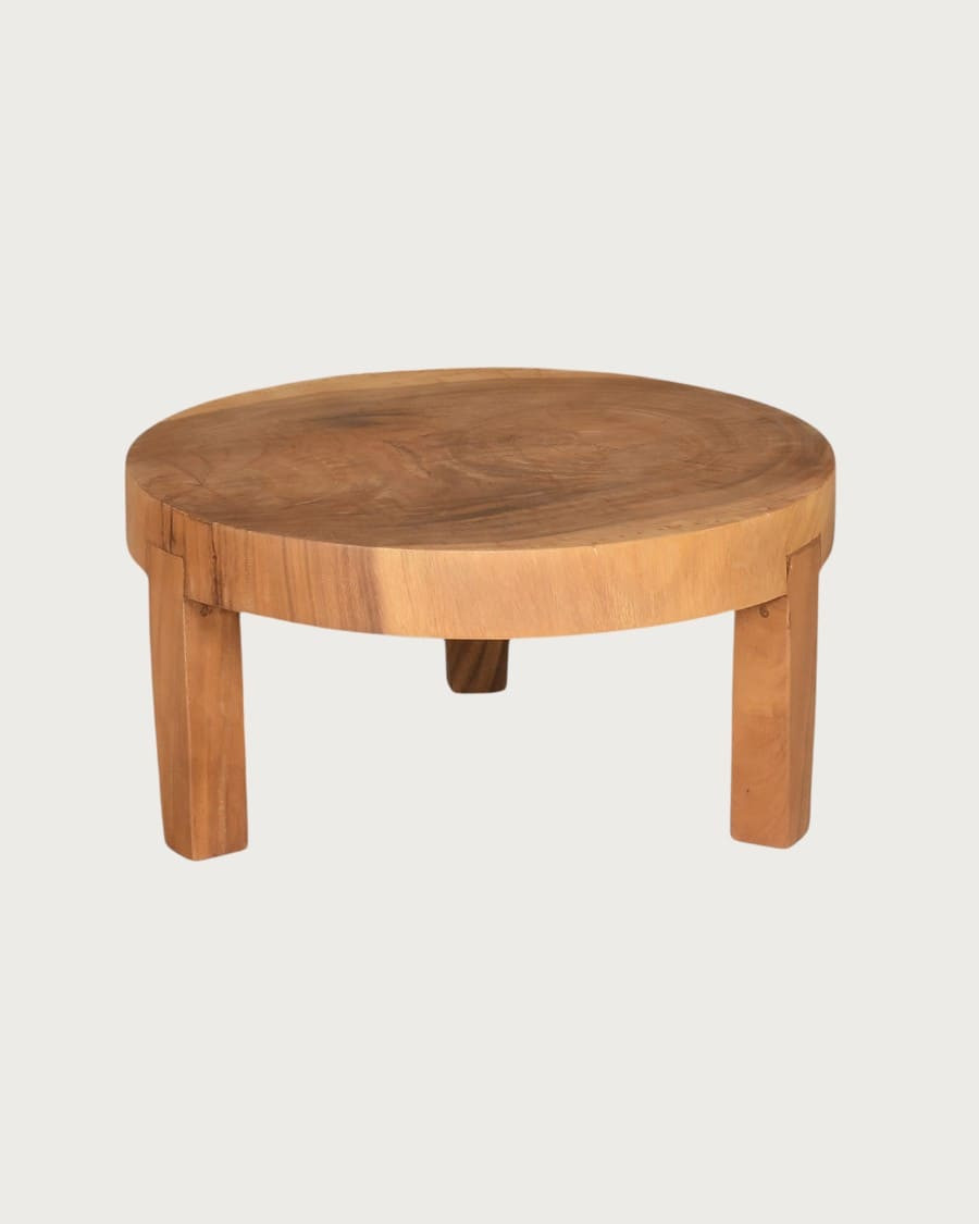 Olia - Round coffee table in solid teak wood