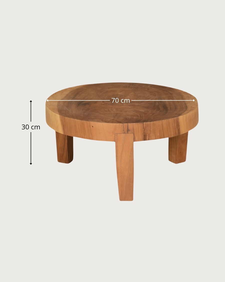 Olia - Table basse ronde en bois massif de teck
