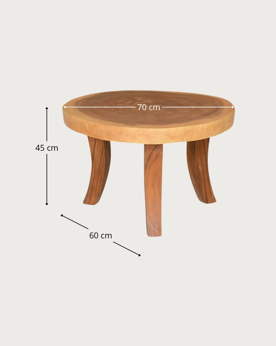 Vika - Round coffee table in solid teak wood