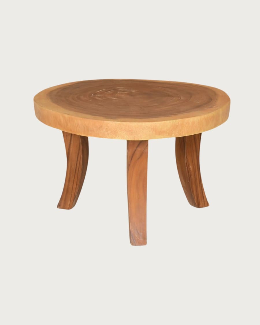 Vika - Mesa de centro redonda de madera maciza de teca