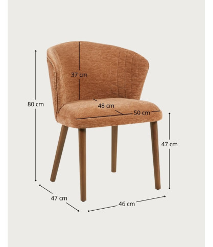 Molo Brown - Set van 2 bruine stoffen eetkamerstoelen met houten poten