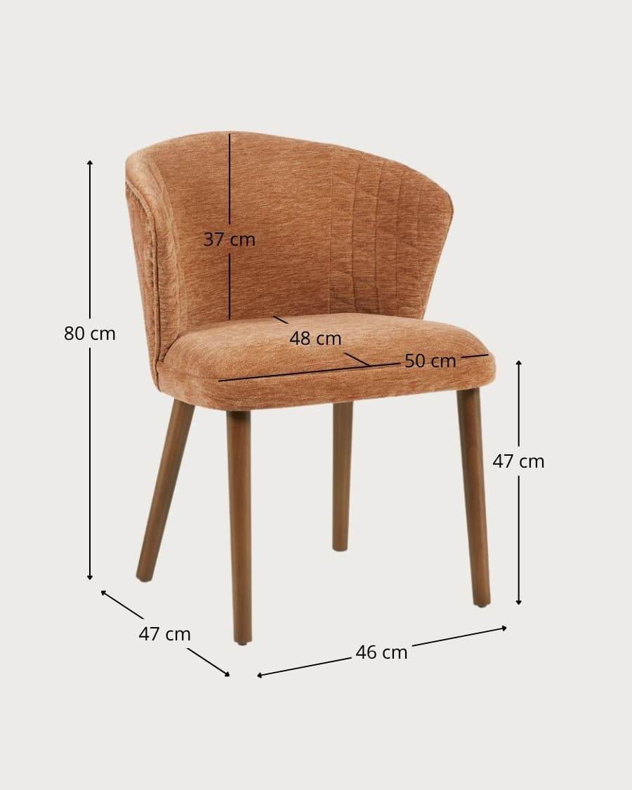 Molo Brown - Set van 2 bruine stoffen eetkamerstoelen met houten poten