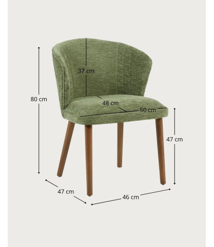 Molo Green - Set van 2 groene stoffen eetkamerstoelen met houten poten