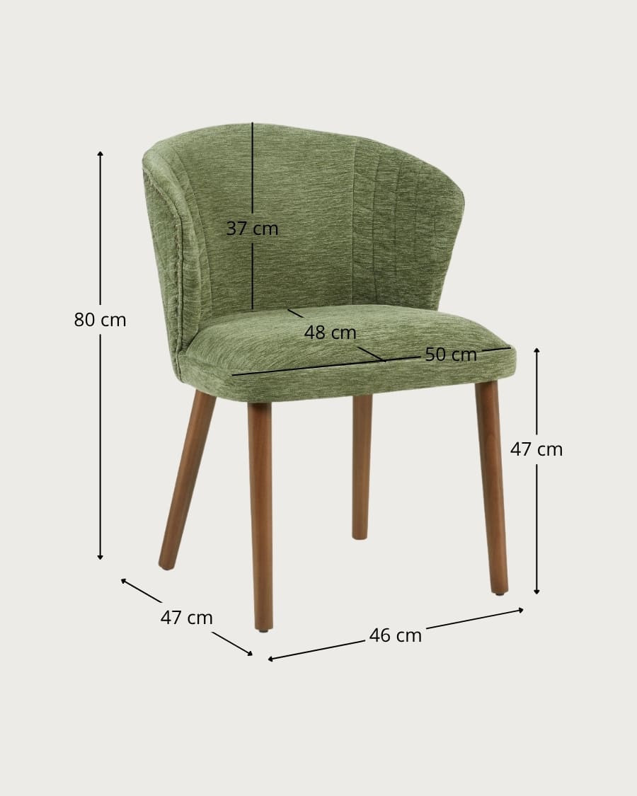 Molo Green - Set van 2 groene stoffen eetkamerstoelen met houten poten
