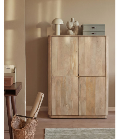 Petite armoire 4 portes en manguier massif