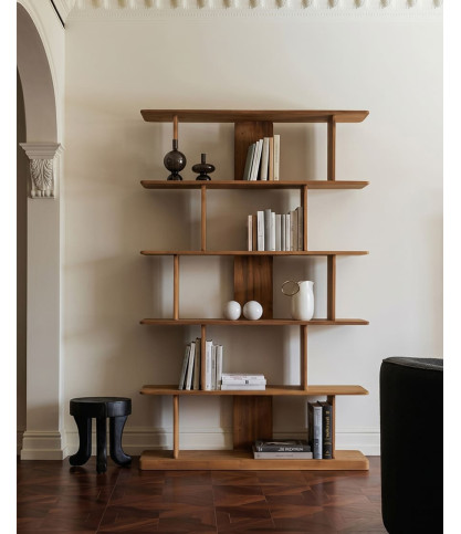 Solid Teak Wall-Mounted Bookshelf