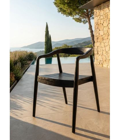 Ebony - Sedia in teak massello nero