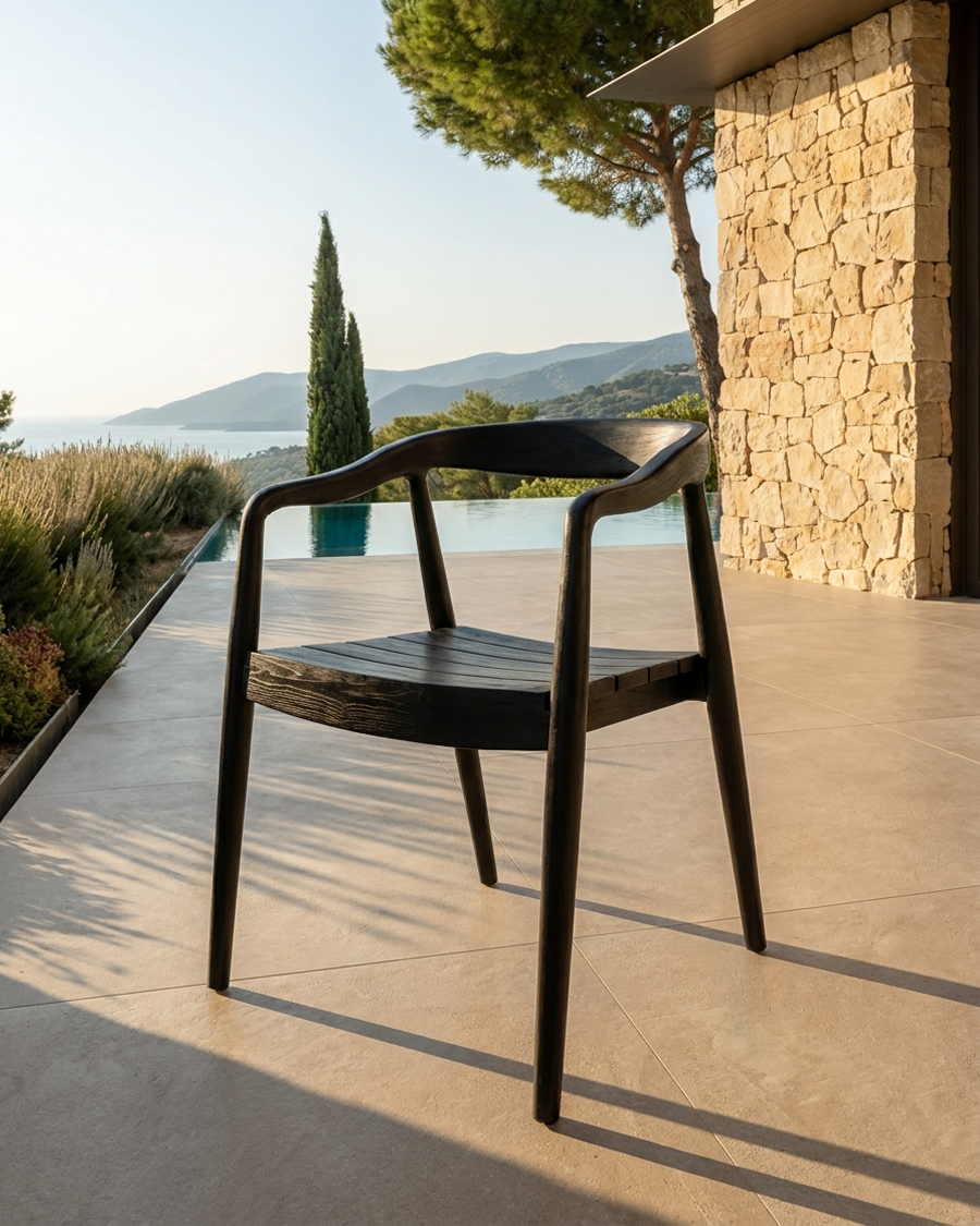 Ebony - Black solid teak chair