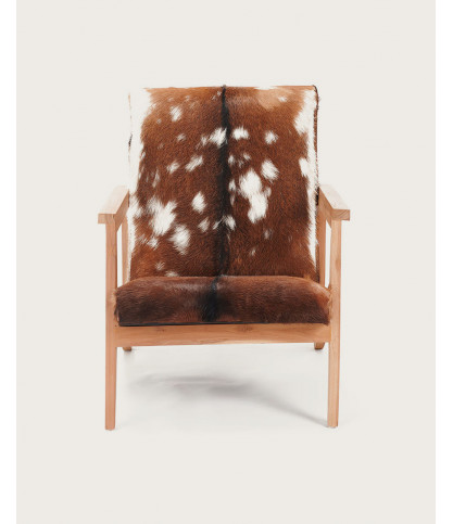 Cow Boy - Fauteuil en teck et peau de chèvre