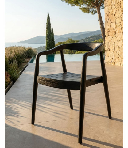 Ebony - Silla de teca maciza negra