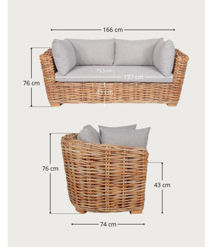 Ovéa - 2 Sitzer Gartensofa aus Rattan