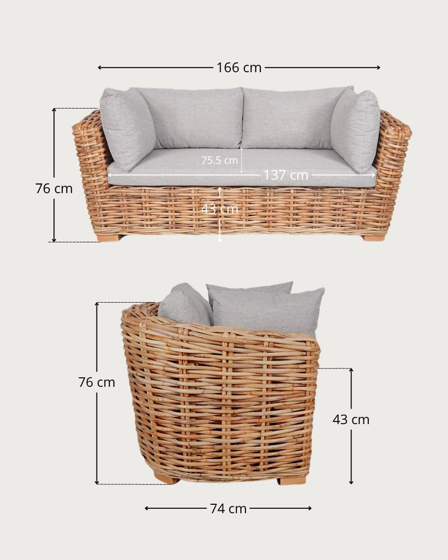 Ovéa - Canapé de jardin en rotin tressé 2 places