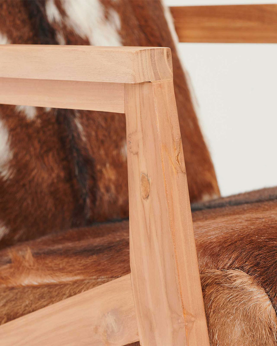 Cow Boy - Fauteuil en teck et peau de chèvre