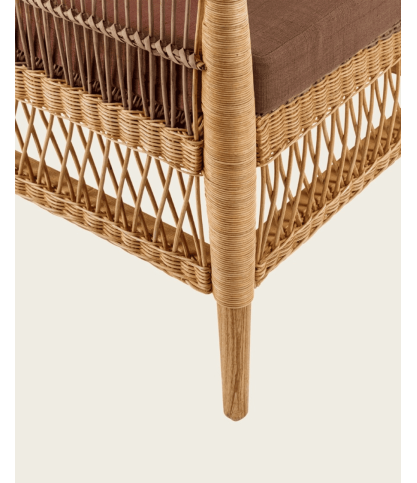Lusso - Brauner Rattan Gartensessel mit abnehmbarem Sitzkissen