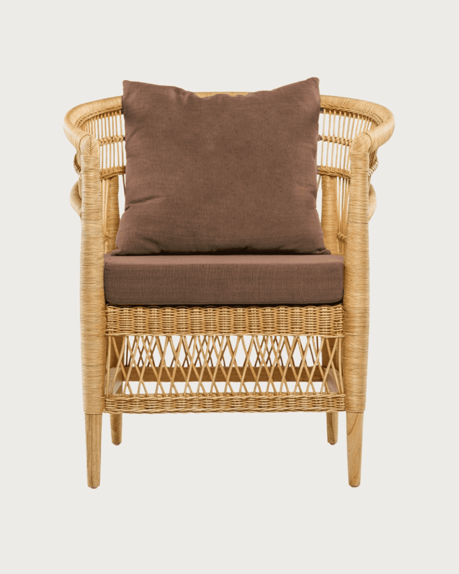 Lusso - Brown rattan garden armchair with removable seat cushion