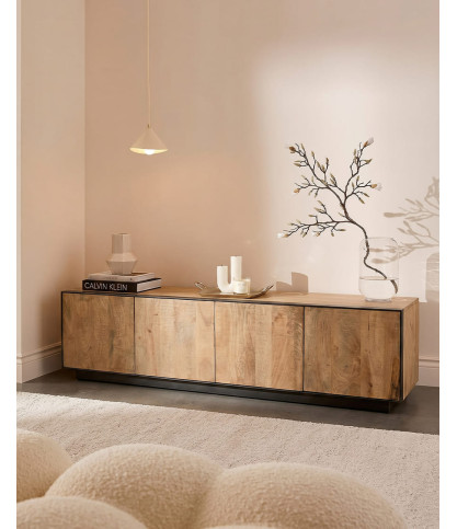 Koda - Mobile porta TV in legno di mango e metallo, 180 cm