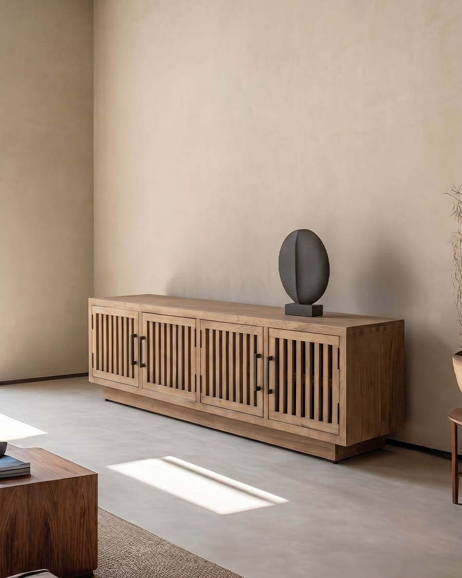 Lino - Meuble TV 4 portes en manguier massif 180 cm