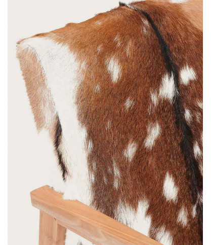 Cow Boy - Fauteuil en teck et peau de chèvre