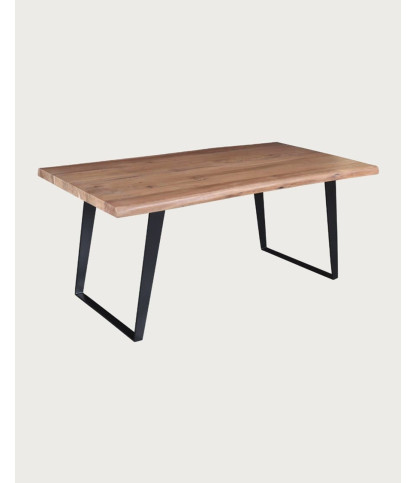 Nova - Industrial dining table in solid wood and black metal