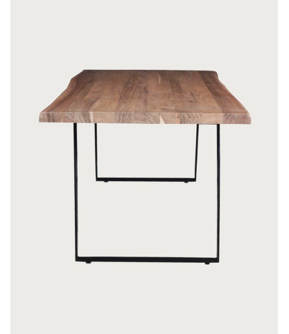 Nova - Mesa de comedor de estilo industrial en madera maciza y metal negro.