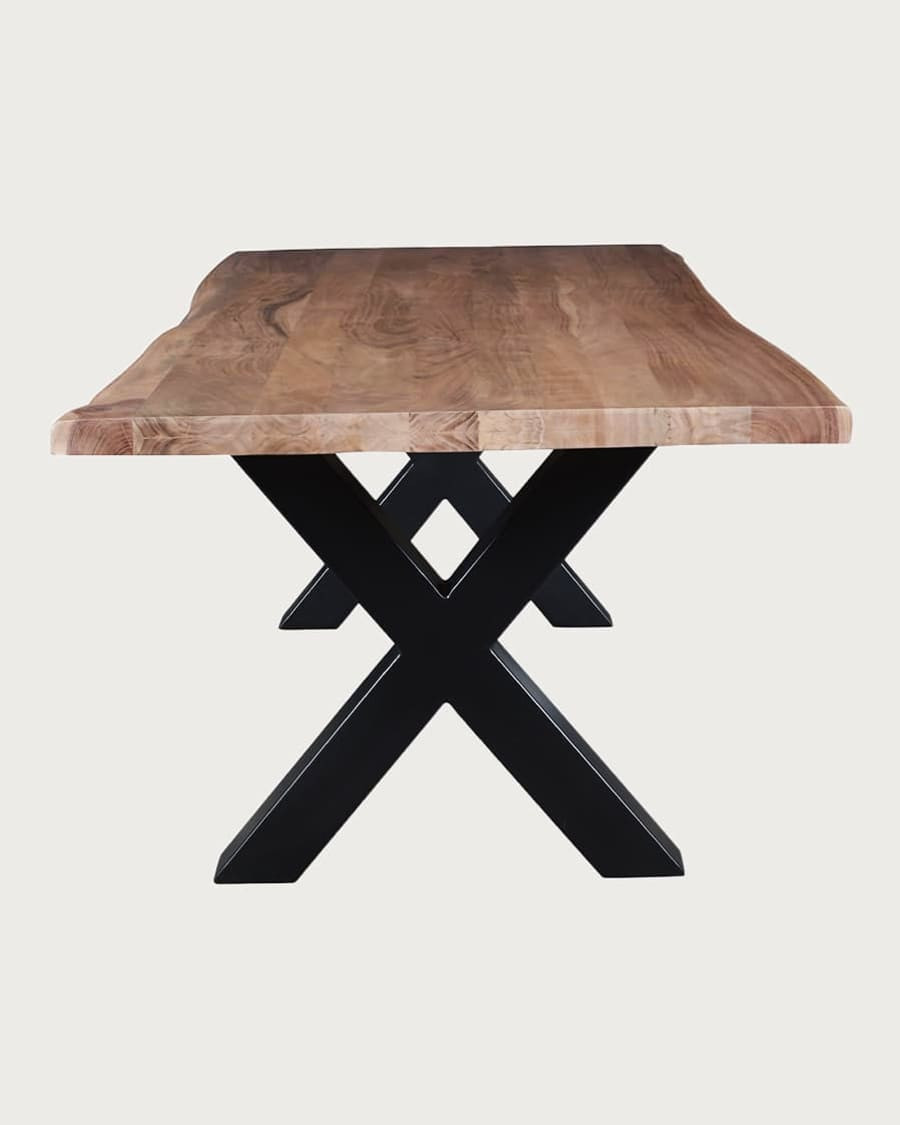Hino - Eettafel van massief acaciahout en metaal