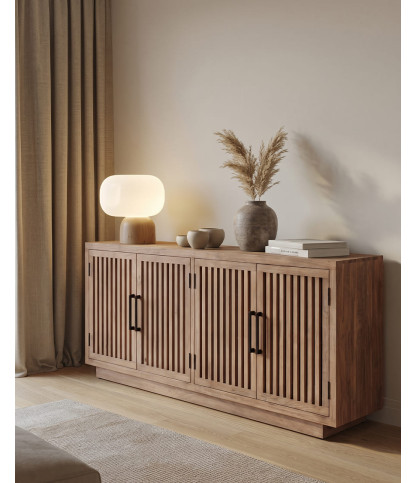 Lino - Aparador de 4 puertas en madera maciza de mango, 190 cm
