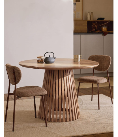 Tibo - Tavolo da pranzo rotondo in legno di acacia