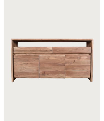 Ella - Hoher Sideboard aus massivem Akazienholz live edge mit 2 Schubladen und 3 Türen