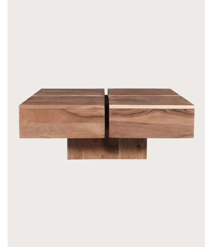Pixo - Square coffee table in natural solid acacia wood