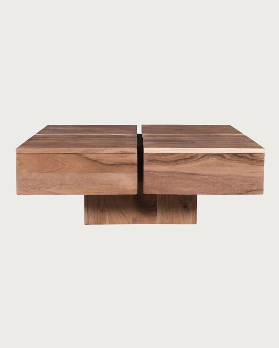 Pixo - Vierkante salontafel van natuurlijk massief acaciahout