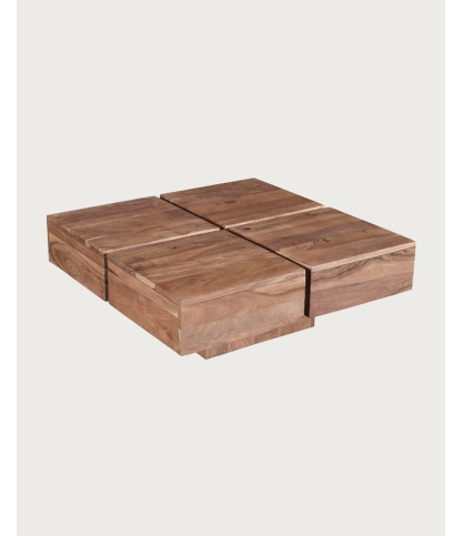 Pixo - Square coffee table in natural solid acacia wood
